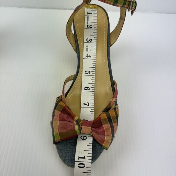 Tommy Hilfiger Inya Sandals Plaid Ankle Strap Wedge Heels Size 8.5 M - Picture 7 of 13